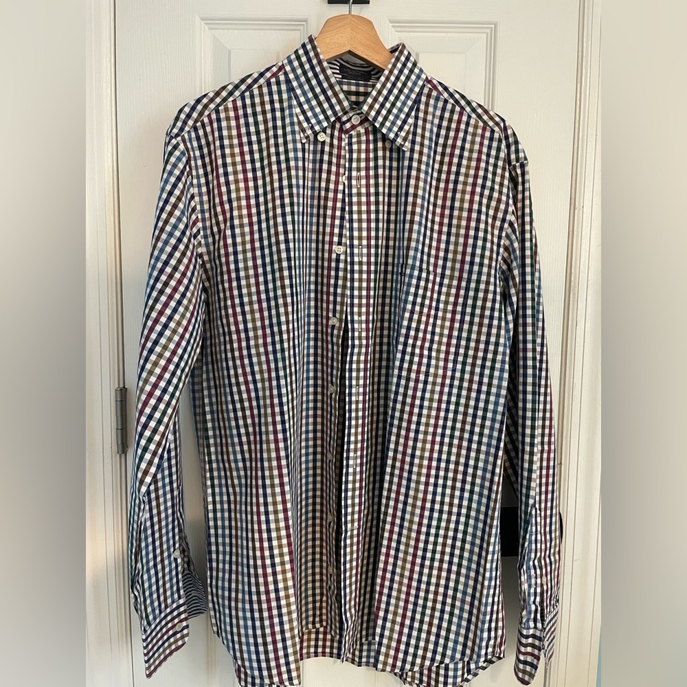 Paul & Shark men's checked shirt, size L, vibrant checks, one pocket, like new.